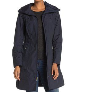 Cole Haan Packable Hood Rain Coat [NAVY, SIZE S]